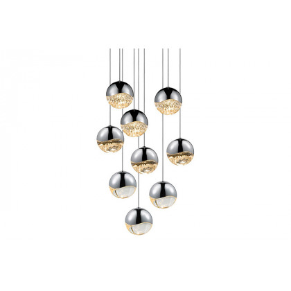Sonneman Grapes LED Chandelier - Polished Chrome, 9-Light Large, Round Canopy