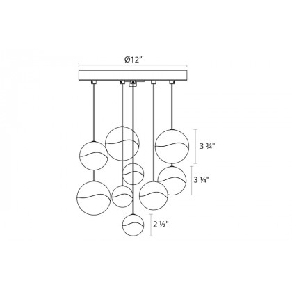 Sonneman Grapes LED Chandelier - Polished Chrome, 9-Light Medium, Round Canopy
