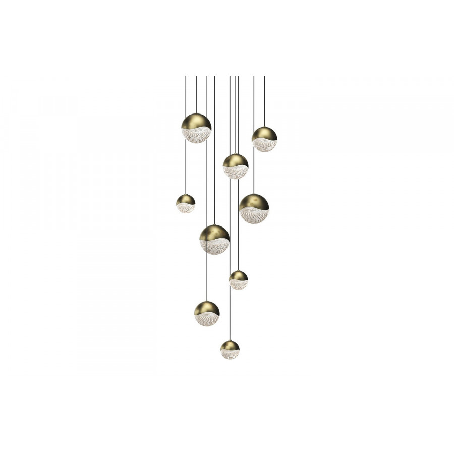 Sonneman Grapes LED Chandelier - Brass Finish, 9-Light Assorted, Round Canopy