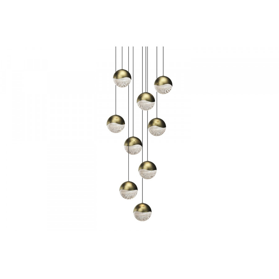 Sonneman Grapes LED Chandelier - Brass Finish, 9-Light Large, Round Canopy