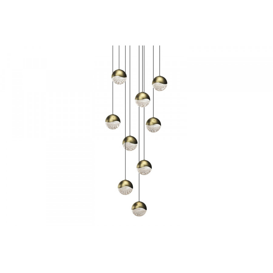 Sonneman Grapes LED Chandelier - Brass Finish, 9-Light Medium, Round Canopy