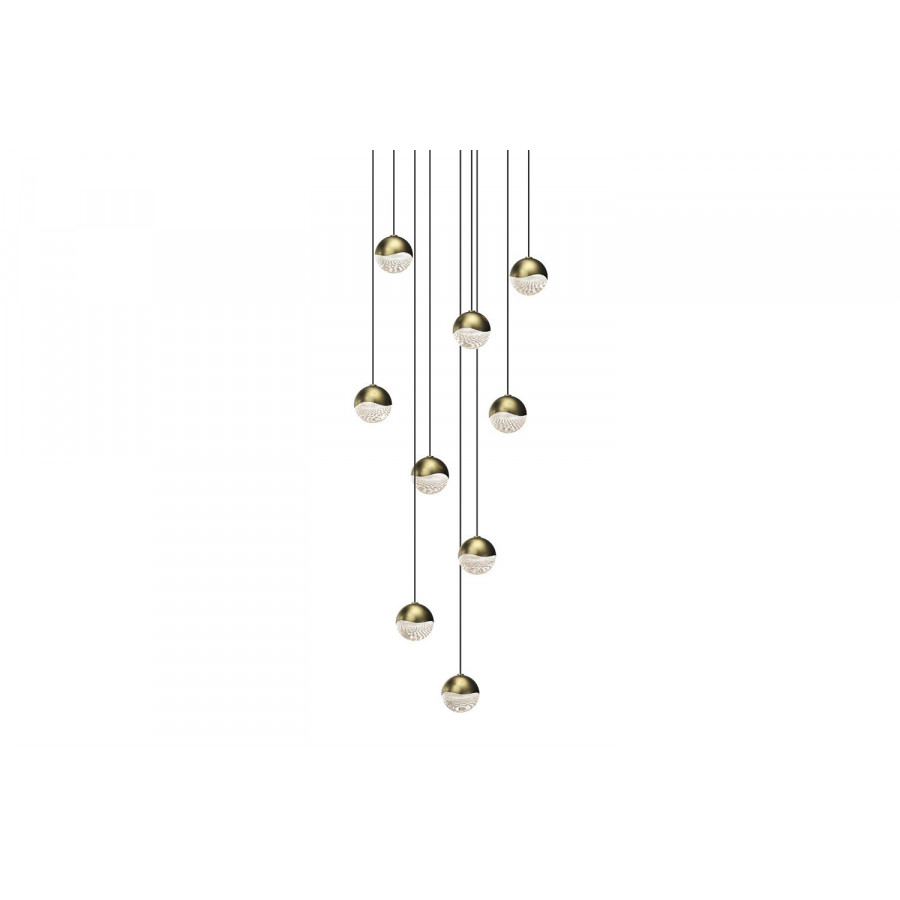 Sonneman Grapes LED Chandelier - Brass Finish, 9-Light Small, Round Canopy