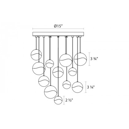 Sonneman Grapes LED Chandelier - Polished Chrome, 12-Light Large, Round Canopy