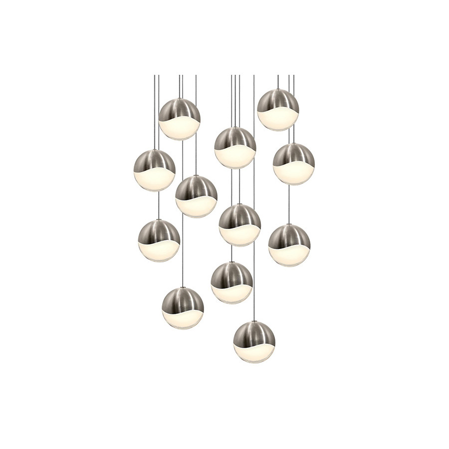 Sonneman Grapes LED Chandelier - Satin Nickel, 12-Light Large, Round Canopy