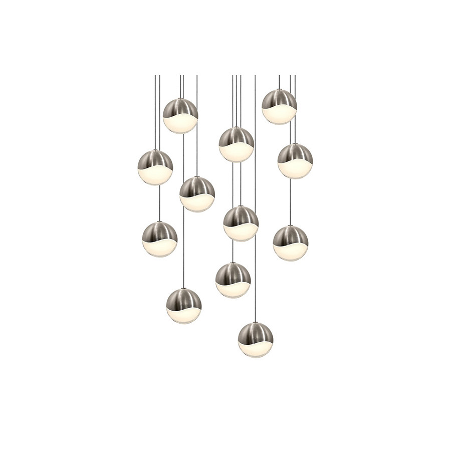 Sonneman Grapes LED Chandelier - Satin Nickel, 12-Light Medium, Round Canopy