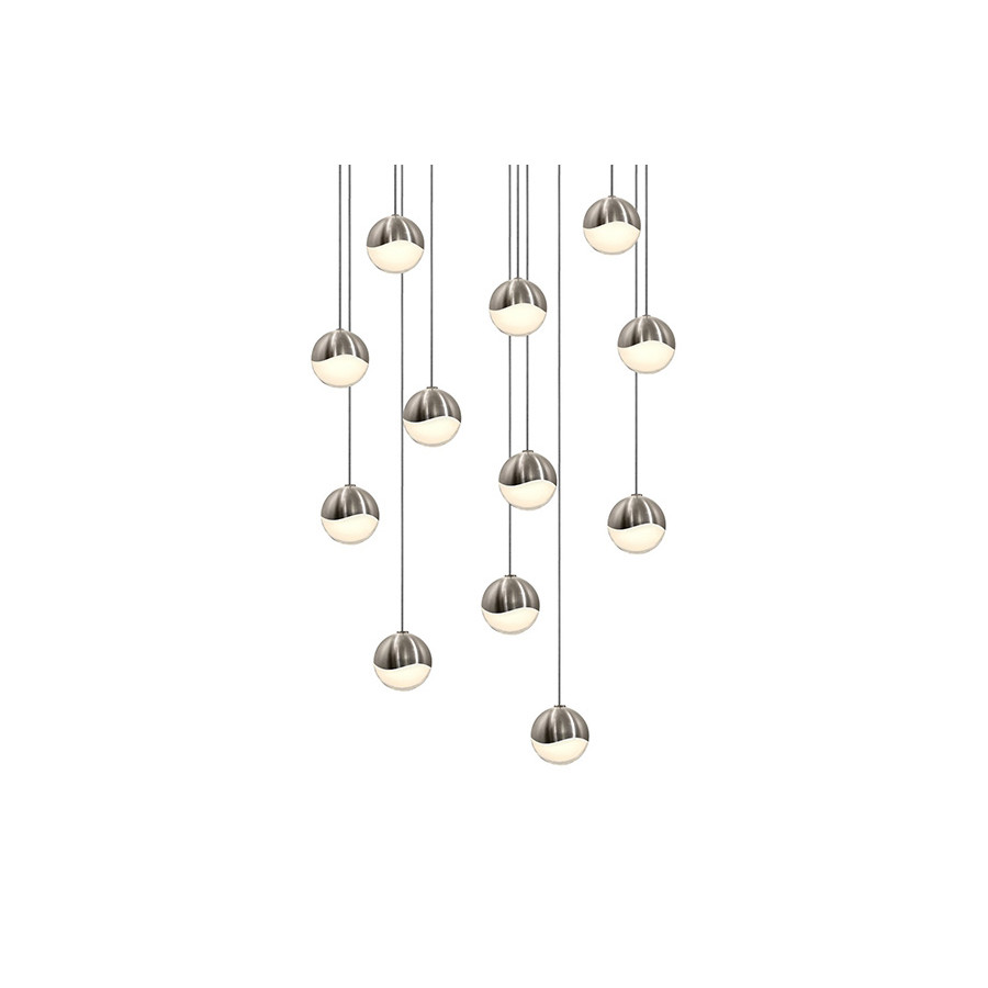 Sonneman Grapes LED Chandelier - Satin Nickel, 12-Light Small, Round Canopy