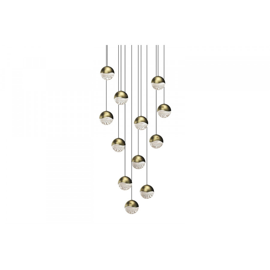 Sonneman Grapes LED Chandelier - Brass Finish, 12-Light Medium, Round Canopy