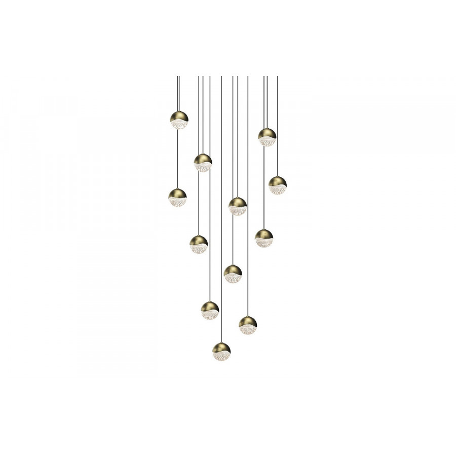 Sonneman Grapes LED Chandelier - Brass Finish, 12-Light Small, Round Canopy