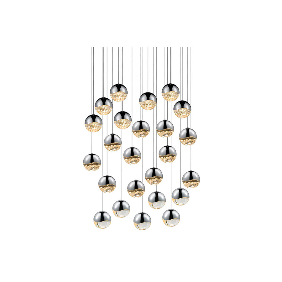 Sonneman Grapes LED Chandelier - Polished Chrome, 24-Light Large, Round Canopy
