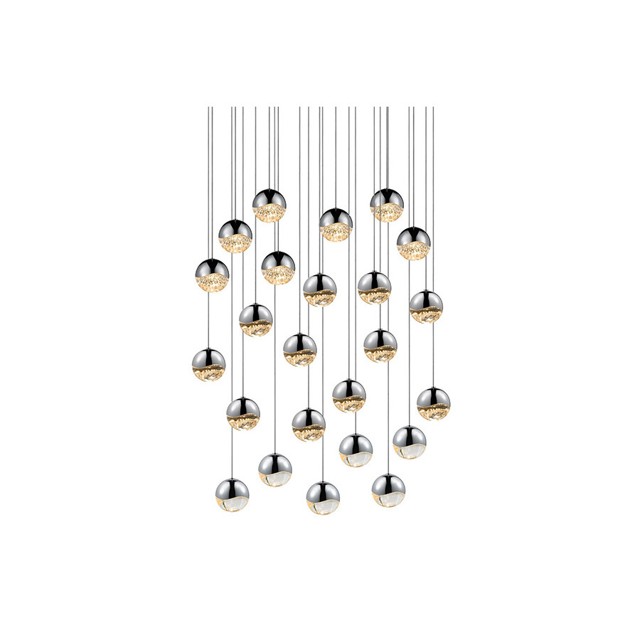 Sonneman Grapes LED Chandelier - Polished Chrome, 24-Light Medium, Round Canopy