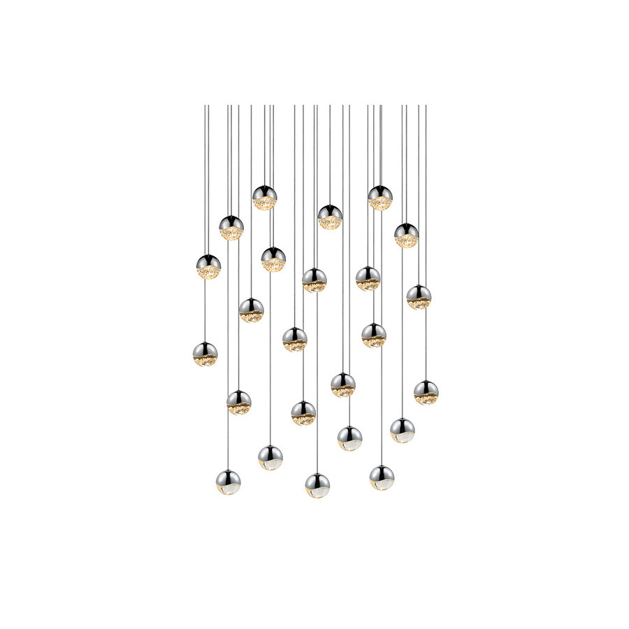 Sonneman Grapes LED Chandelier - Polished Chrome, 24-Light Small, Round Canopy