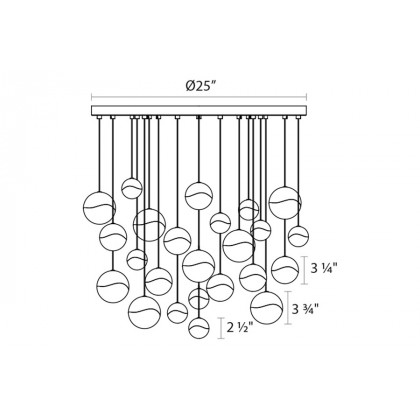 Sonneman Grapes LED Chandelier - Polished Chrome, 24-Light Small, Round Canopy