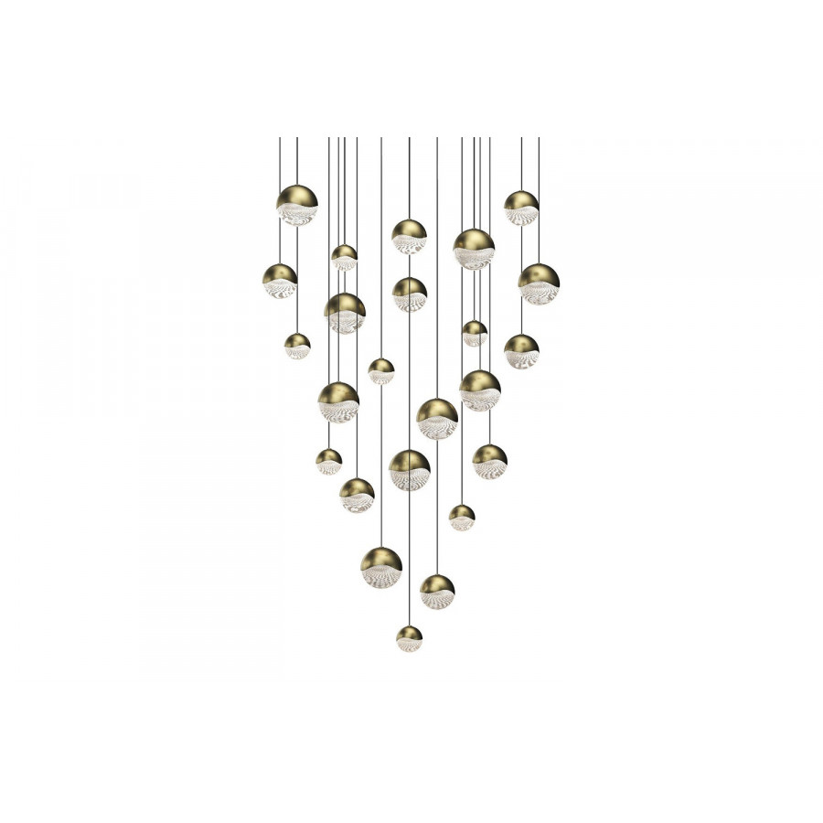 Sonneman Grapes LED Chandelier - Brass Finish, 24-Light Assorted, Round Canopy