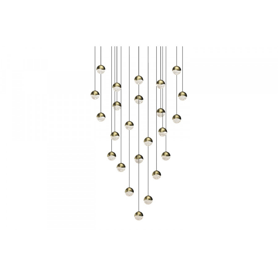 Sonneman Grapes LED Chandelier - Brass Finish, 24-Light Small, Round Canopy