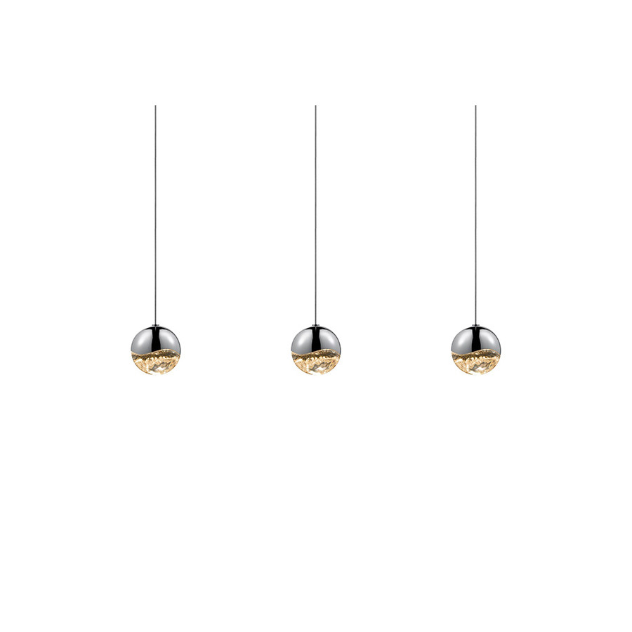 Sonneman Grapes LED Chandelier - Polished Chrome, 3-Light Medium, Rectangle Canopy