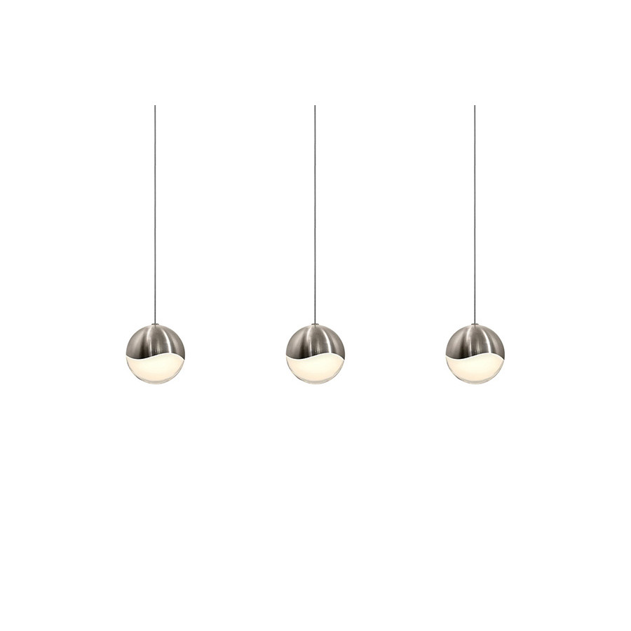 Sonneman Grapes LED Chandelier - Satin Nickel, 3-Light Large, Rectangle Canopy