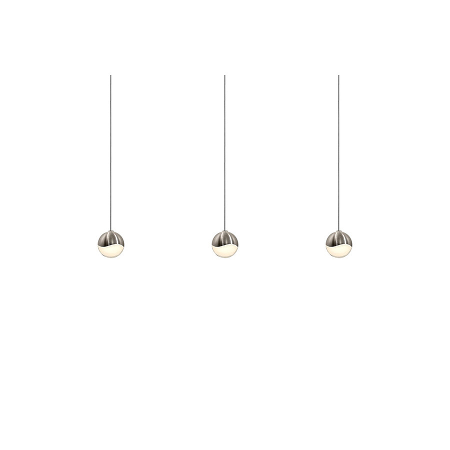 Sonneman Grapes LED Chandelier - Satin Nickel, 3-Light Small, Rectangle Canopy