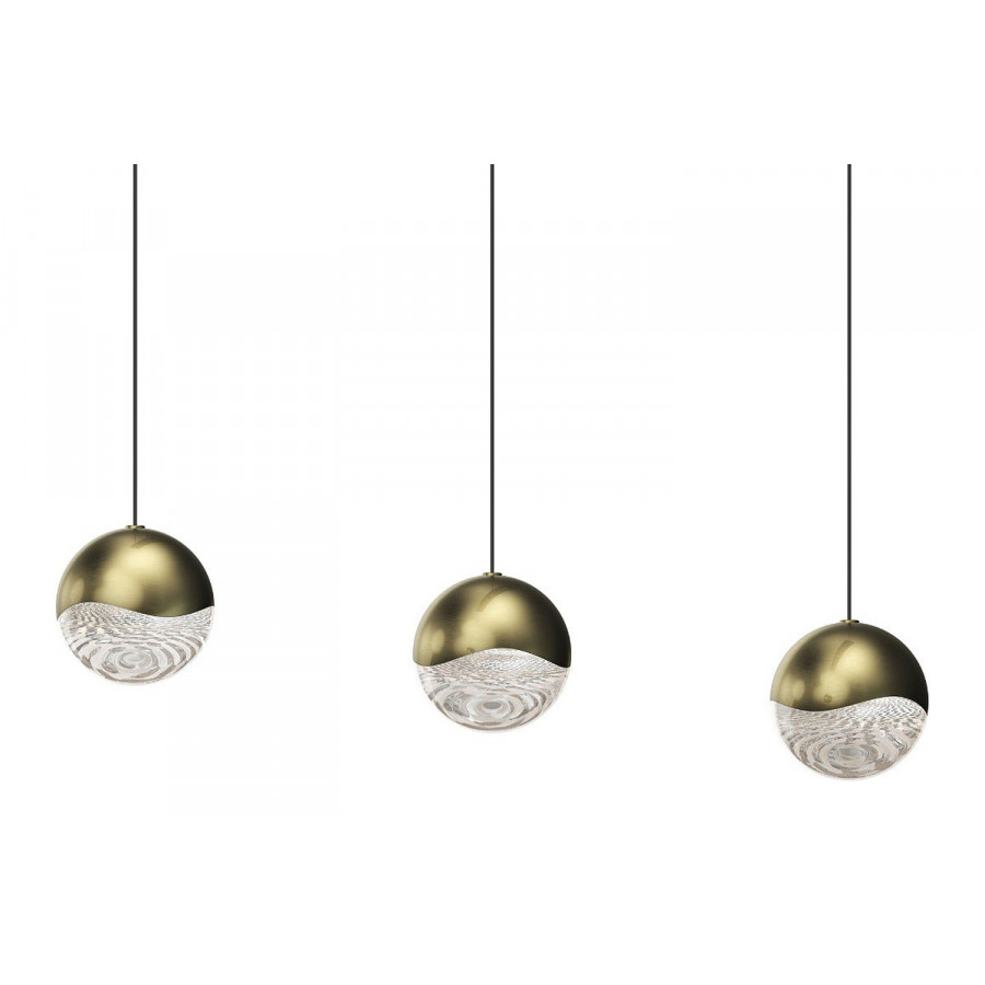 Sonneman Grapes LED Chandelier - Brass Finish, 3-Light Large, Rectangle Canopy