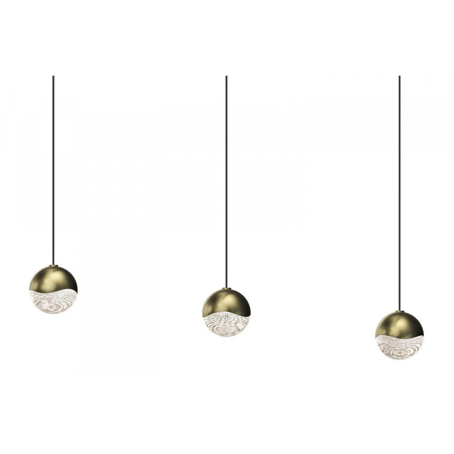 Sonneman Grapes LED Chandelier - Brass Finish, 3-Light Small, Rectangle Canopy