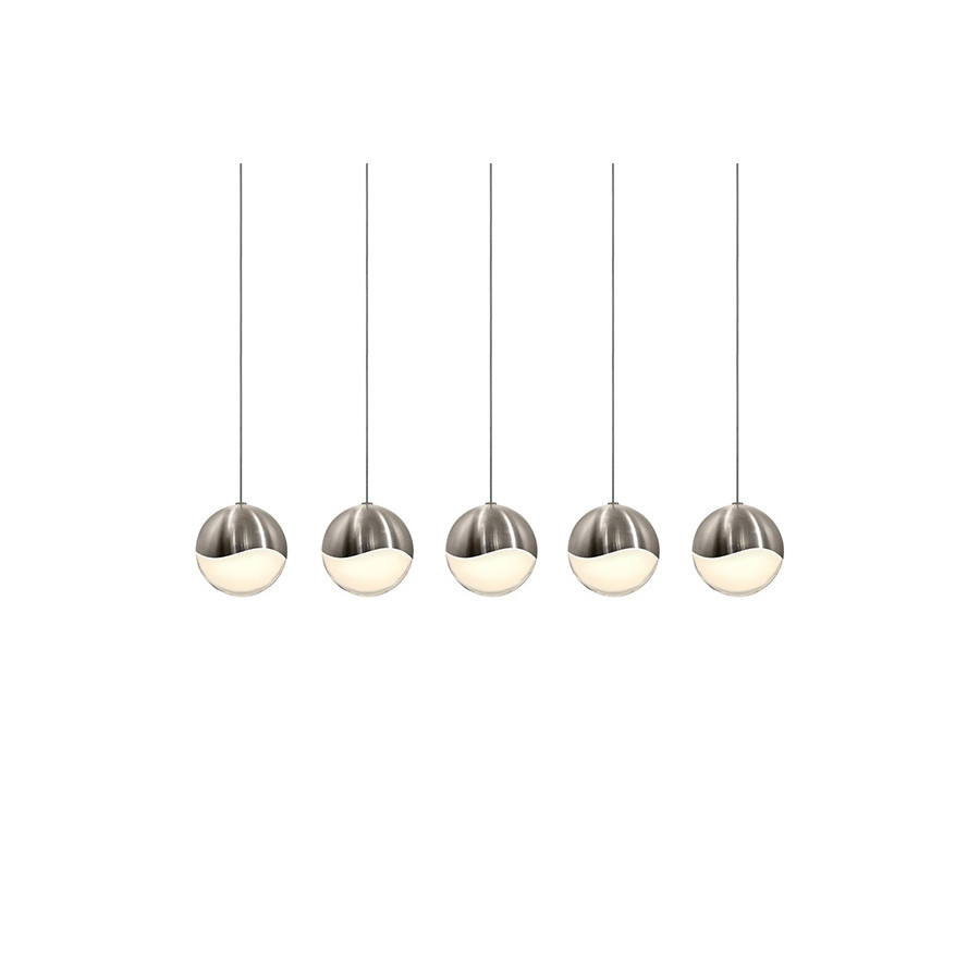 Sonneman Grapes LED Chandelier - Satin Nickel, 5-Light Large, Rectangle Canopy