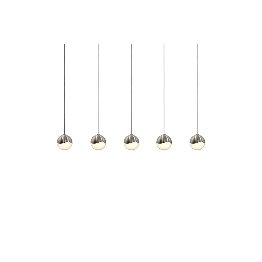 Sonneman Grapes LED Chandelier - Satin Nickel, 5-Light Small, Rectangle Canopy