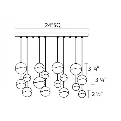 Sonneman Grapes LED Chandelier - Satin Nickel, 16-Light Large, Square Canopy