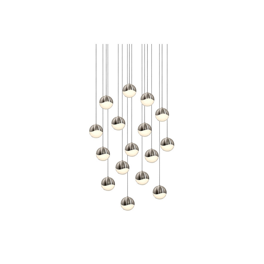 Sonneman Grapes LED Chandelier - Satin Nickel, 16-Light Medium, Square Canopy