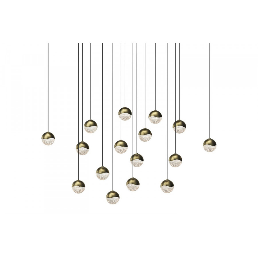 Sonneman Grapes LED Chandelier - Brass Finish, 16-Light Small, Square Canopy