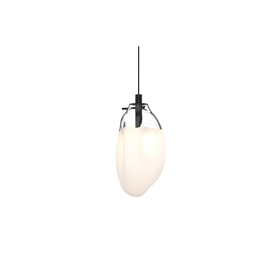 Sonneman Liquid LED Single Pendant - Satin Black, 1-Light Standard, Standard, Poured White Glass