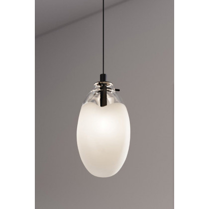 Sonneman Liquid LED Single Pendant - Satin Black, 1-Light Standard, Standard, Poured White Glass