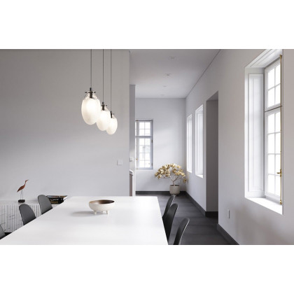Sonneman Liquid LED Single Pendant - Satin Black, 1-Light Standard, Standard, Poured White Glass