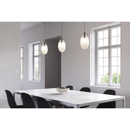 Sonneman Liquid LED Single Pendant - Satin Black, 1-Light Standard, Standard, Poured White Glass