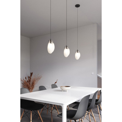 Sonneman Liquid LED Single Pendant - Satin Black, 1-Light Standard, Standard, Poured White Glass
