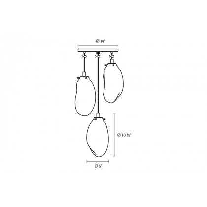 Sonneman Liquid LED Chandelier - Satin Black, 3-Light Standard, Round Canopy, Poured White Glass
