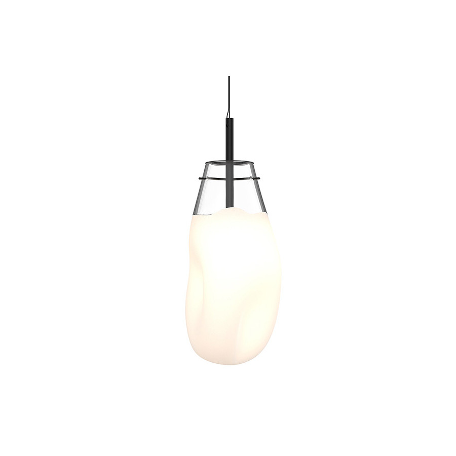 Sonneman Liquid LED Single Pendant - Satin Black, 1-Light Large, Standard, Poured White Glass