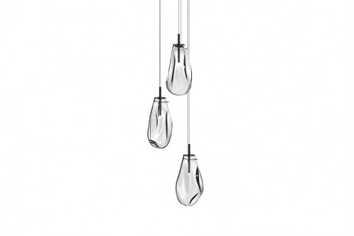 Sonneman™ Liquid LED Chandelier - Satin Black, 3-Light Large, Round Canopy, Clear Glass
