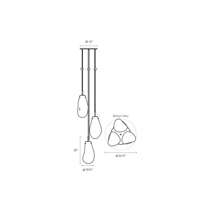 Sonneman Liquid LED Chandelier - Satin Black, 3-Light Large, Round Canopy, Smoke Fade Glass