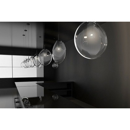 Sonneman Cantina LED Chandelier - Satin Black, Large 3-Light Tri-Spreader, Clear Glass