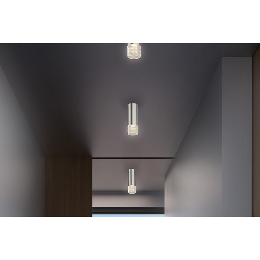Sonneman ALC LED Pendant - Polished Chrome, 2" Small, 35 Medium Flood Lens, Etched Glass Trim