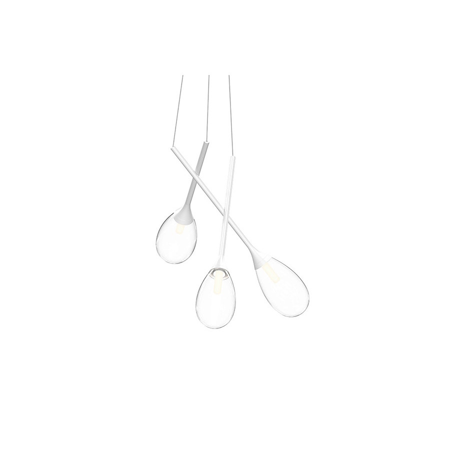 Sonneman Parisone LED Chandelier - Satin White, Cluster, Clear Glass