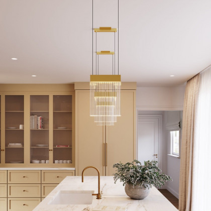 Sonneman V Panels Single Pendant - Pendant, Brass Finish