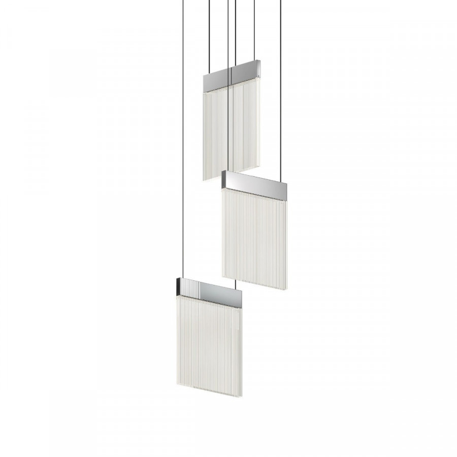 Sonneman V Panels Chandelier - 3 Light Standard, Polished Chrome
