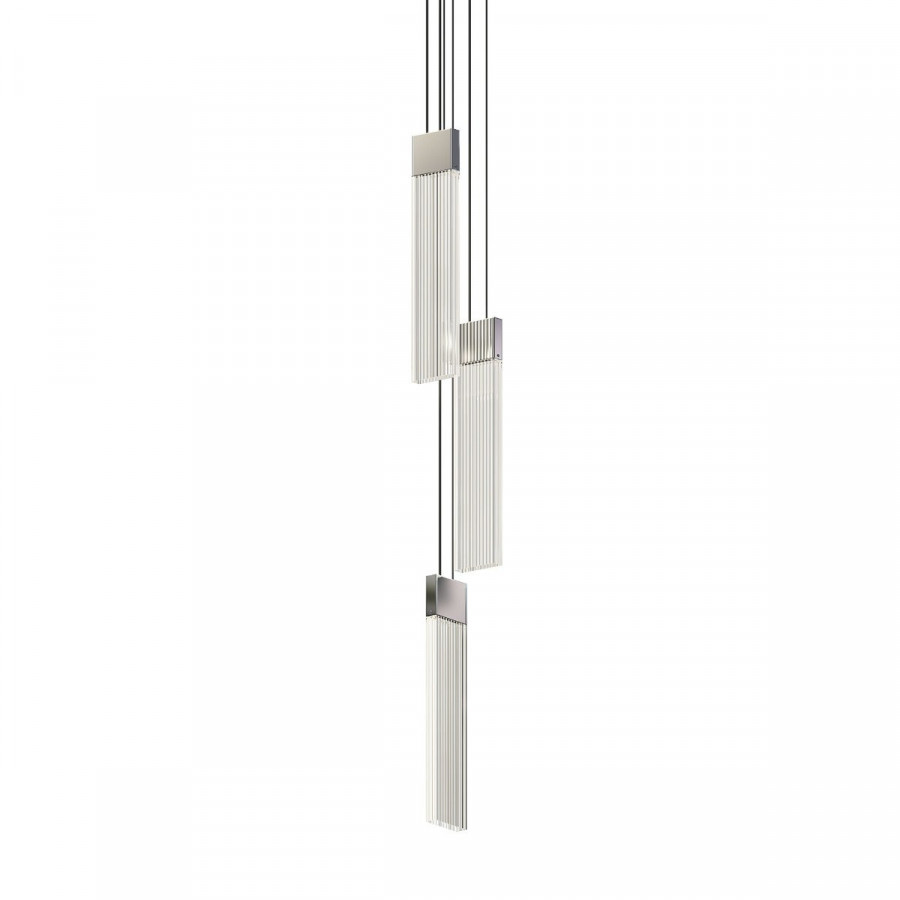 Sonneman V Panels Chandelier - 3 Light Thin, Polished Chrome