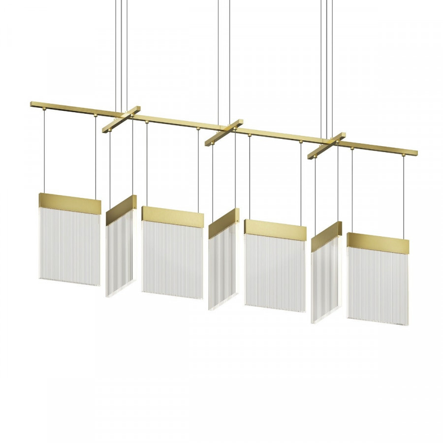 Sonneman V Panels Chandelier - Bar, Brass Finish