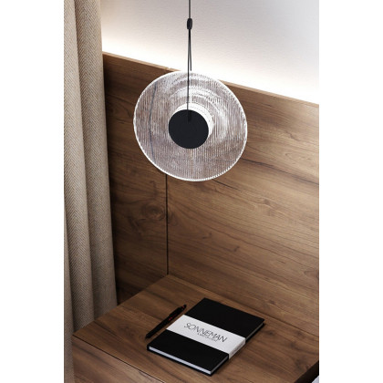 Sonneman Meclisse LED Single Pendant - Satin Black, 1-Light, Clear Glass