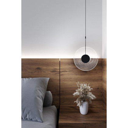 Sonneman Meclisse LED Single Pendant - Satin Black, 1-Light, Clear Glass