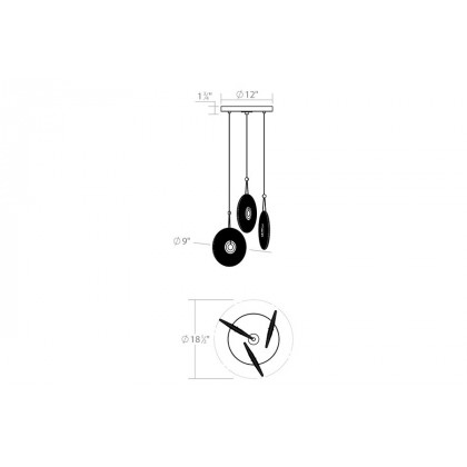 Sonneman Meclisse LED Chandelier - Polished Chrome, 3-Light, Clear Glass
