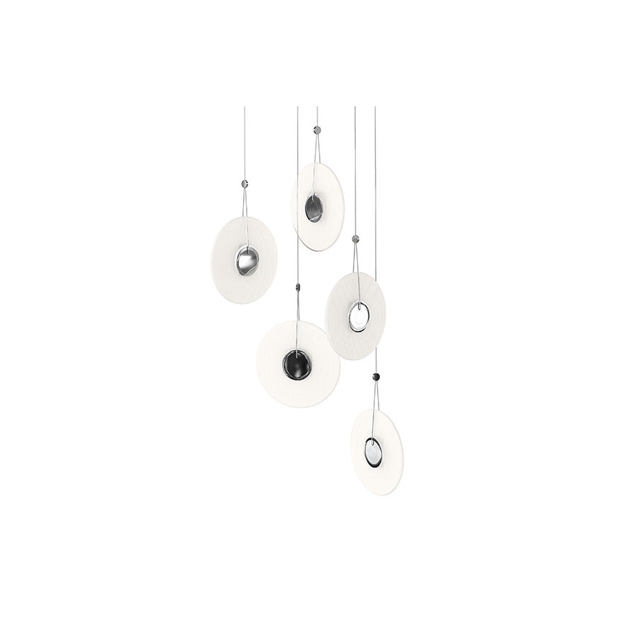Sonneman Meclisse LED Chandelier - Polished Chrome, 5-Light, Etched Glass
