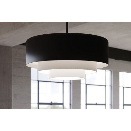 Sonneman Modern Tiers Pendant - Satin Black, 12", Flat