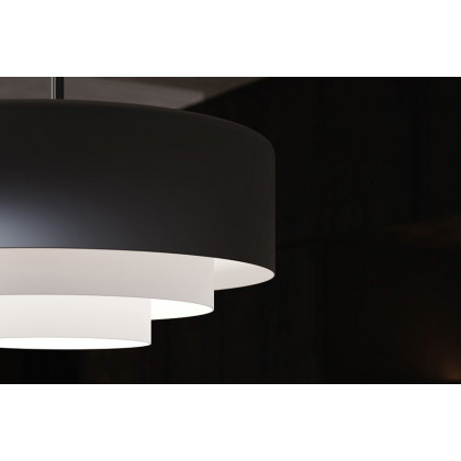 Sonneman Modern Tiers Pendant - Satin Black, 16", Flat